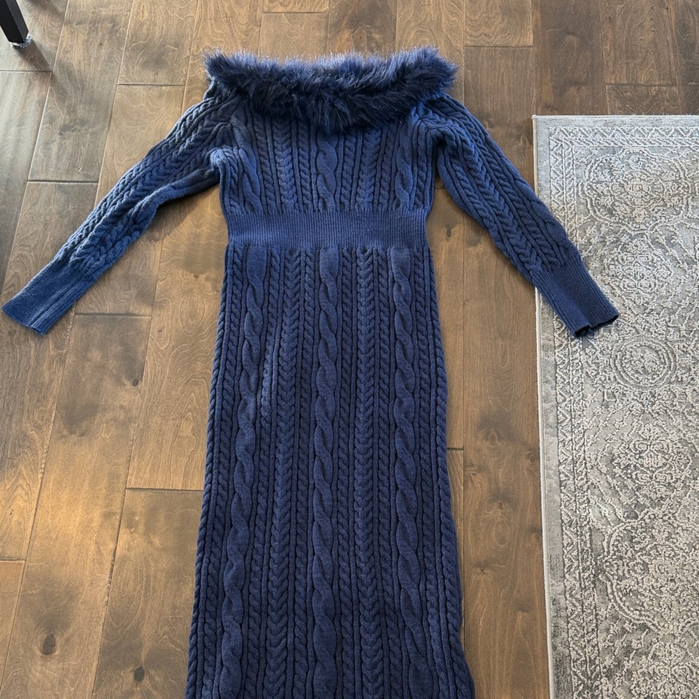 Elegant Navy Cable Knit Dress size small. Brand new without tags